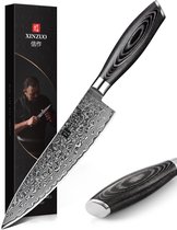 Couteau de chef Damas 8 "(67 couches) | Xinzuo B20 | Luxe et professionnel | Acier Damas tranchant comme un rasoir | Couteau de cuisine de 33,5 cm avec lame de 20 cm | avec manche en bois Pakka