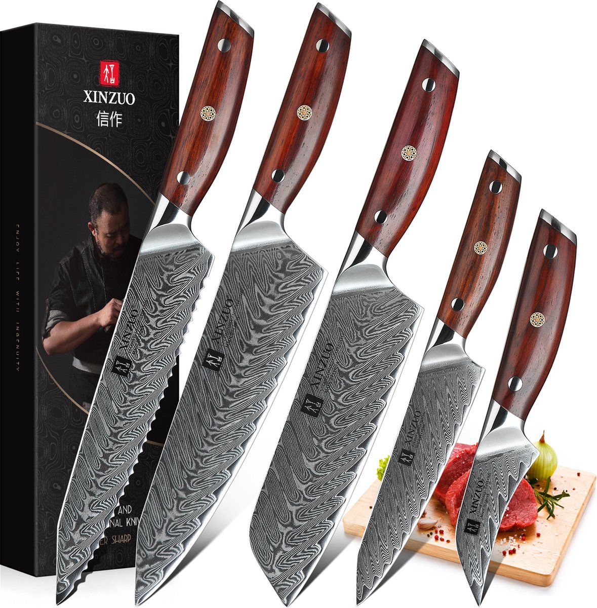 Ensemble de couteaux de chef personnalisés, couteaux de chefs