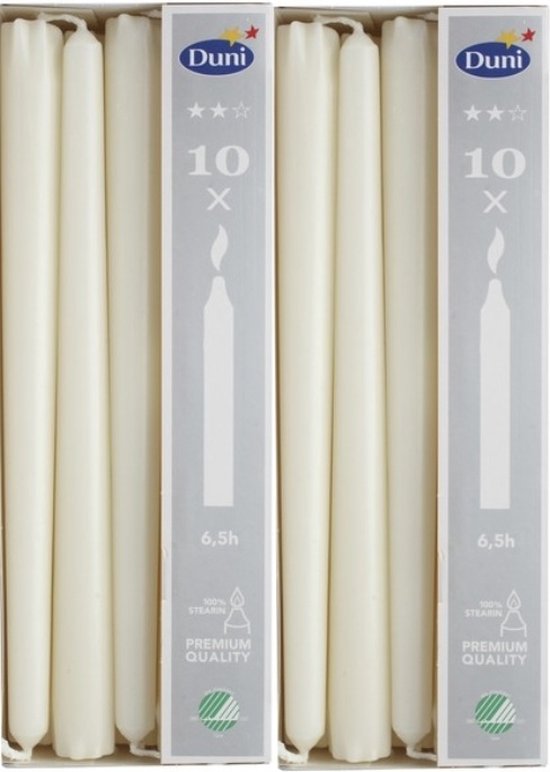 Duni - Gothische kaarsen - 24 cm - creme - 6,5 branduren - 2 sets van 10  kaarsen | bol.com