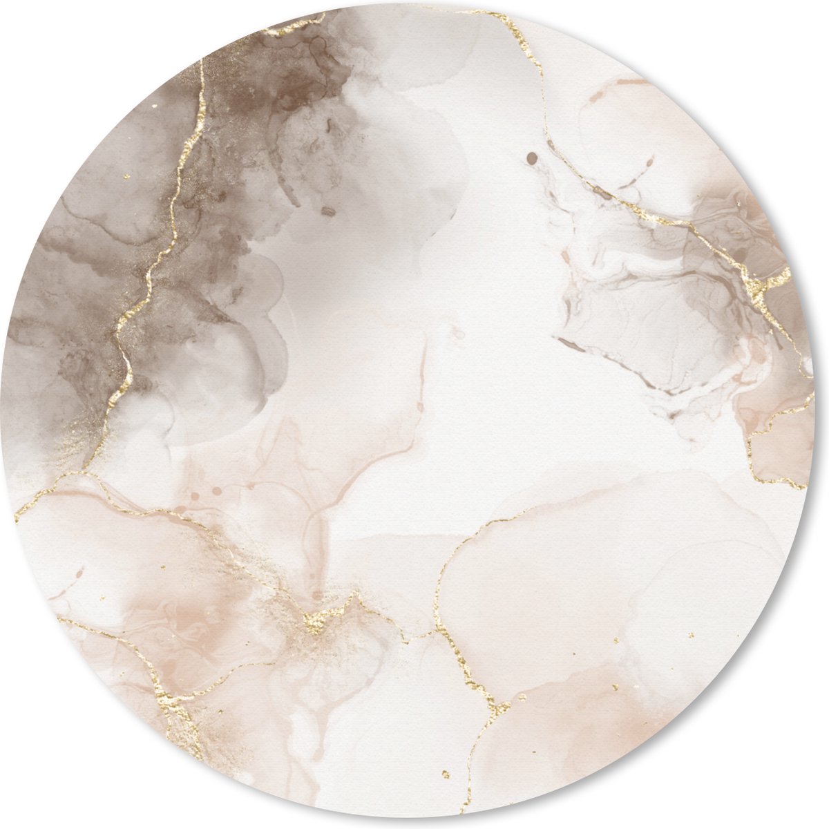 Muismat rond 40x40 cm - Mousepad Marmer - Bruin - Sepia - Ronde muismatten