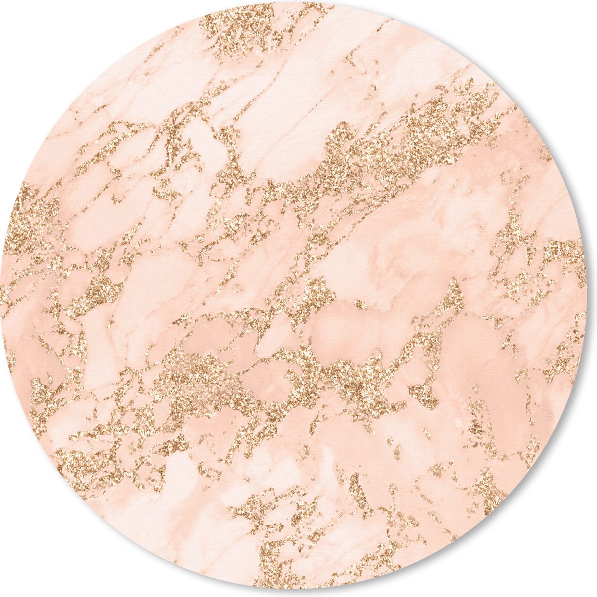 Muismat rond 40x40 cm - Mousepad Marmer - Roze - Goud - Ronde muismatten