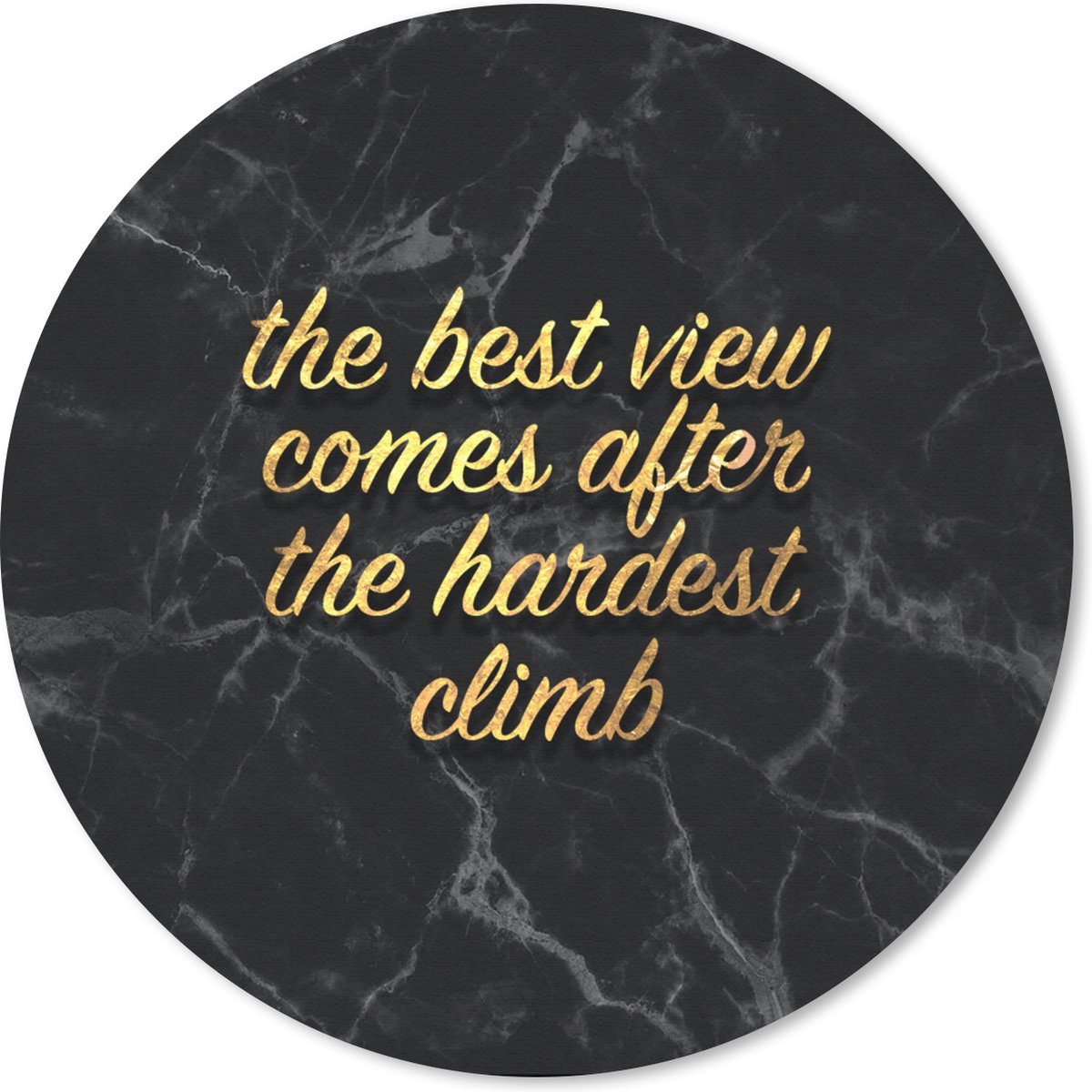 Muismat rond 40x40 cm - Mousepad Quotes - Spreuken - Goud - Marmer print - Ronde muismatten