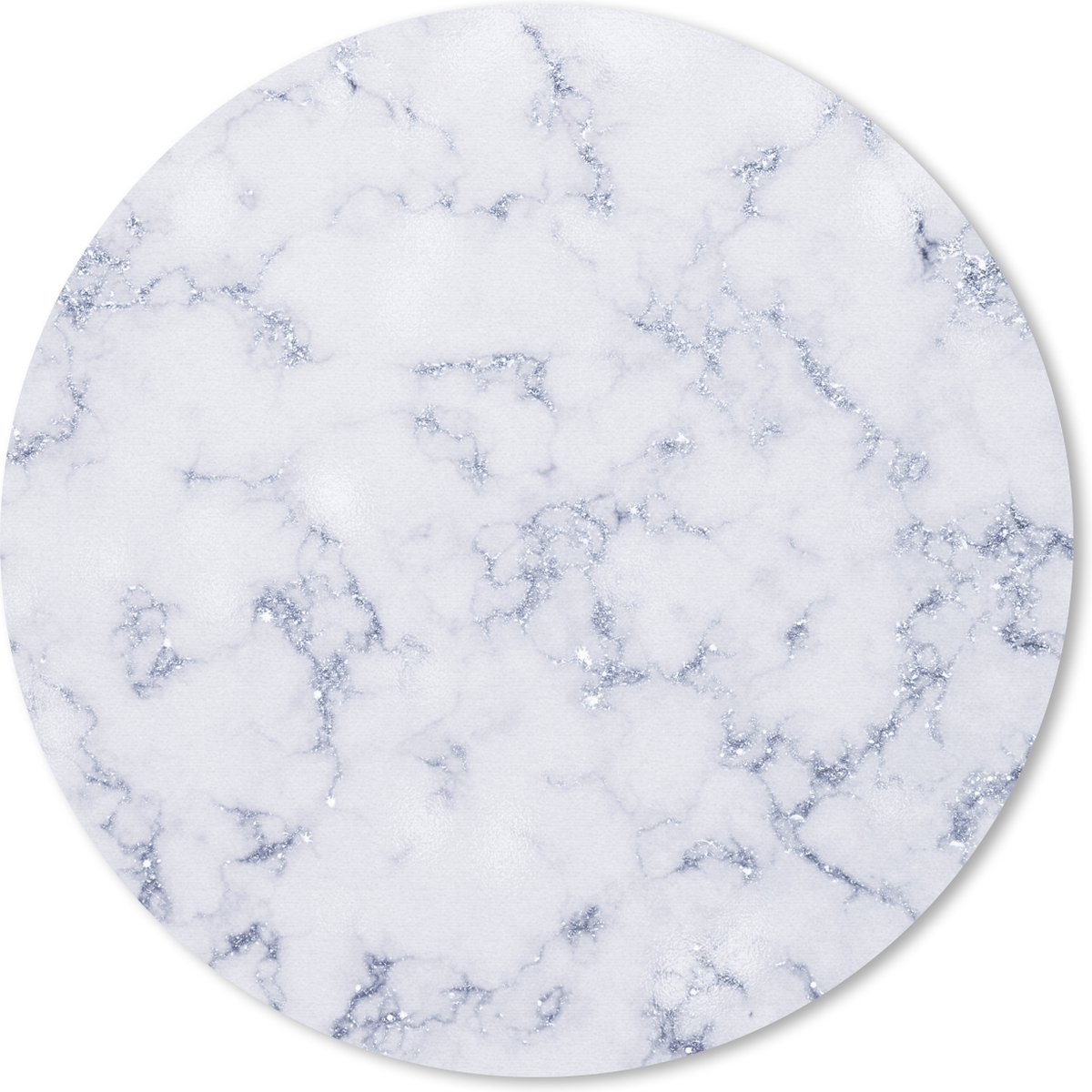 Muismat rond 40x40 cm - Mousepad Marmer - Wit - Blauw - Ronde muismatten