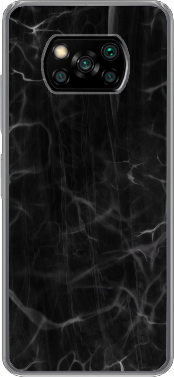 Telefoonhoesje Geschikt voor Xiaomi Geschikt voor Poco X3 Pro hoesje - Marmer print - Patronen - Zwart - Siliconen Telefoonhoesje Telefoonhoesje