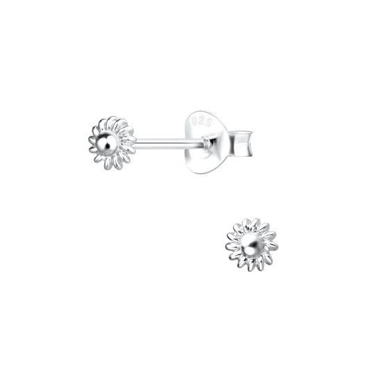 Joy|S - Zilveren mini oorbellen - sun rond 4 mm - oorknopjes