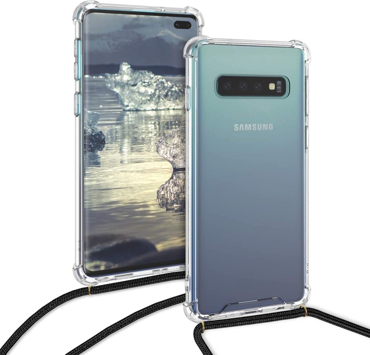 Arara Silicone Hoesje geschikt voor Samsung Galaxy S10 Transparant Hoesje met Zwarte draagkoord / Backcover / Case / Samsung