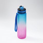 Bol.com Sahara Sailor - Waterfles 1 liter - Motivatie - Tijdsmarkering - Lekvrij - Blauw Roze aanbieding