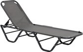 Outsunny , chaise de plage, chaise longue d'extérieur à 5 niveaux, chaise de relaxation, aluminium, tissu Oxford, crème 84B-386