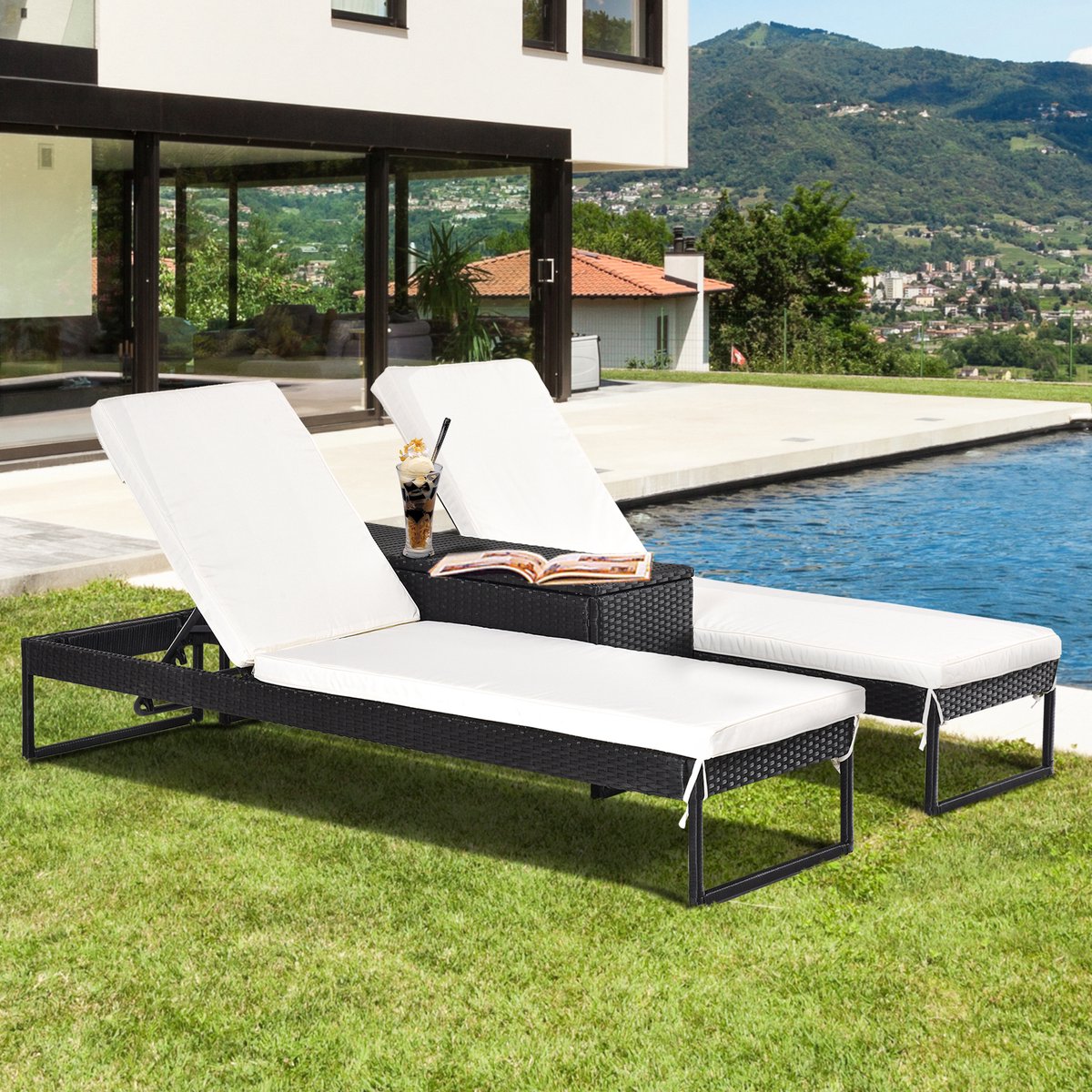Outsunny zonne-eiland lounge ligbank ligbank voor buiten decoratie