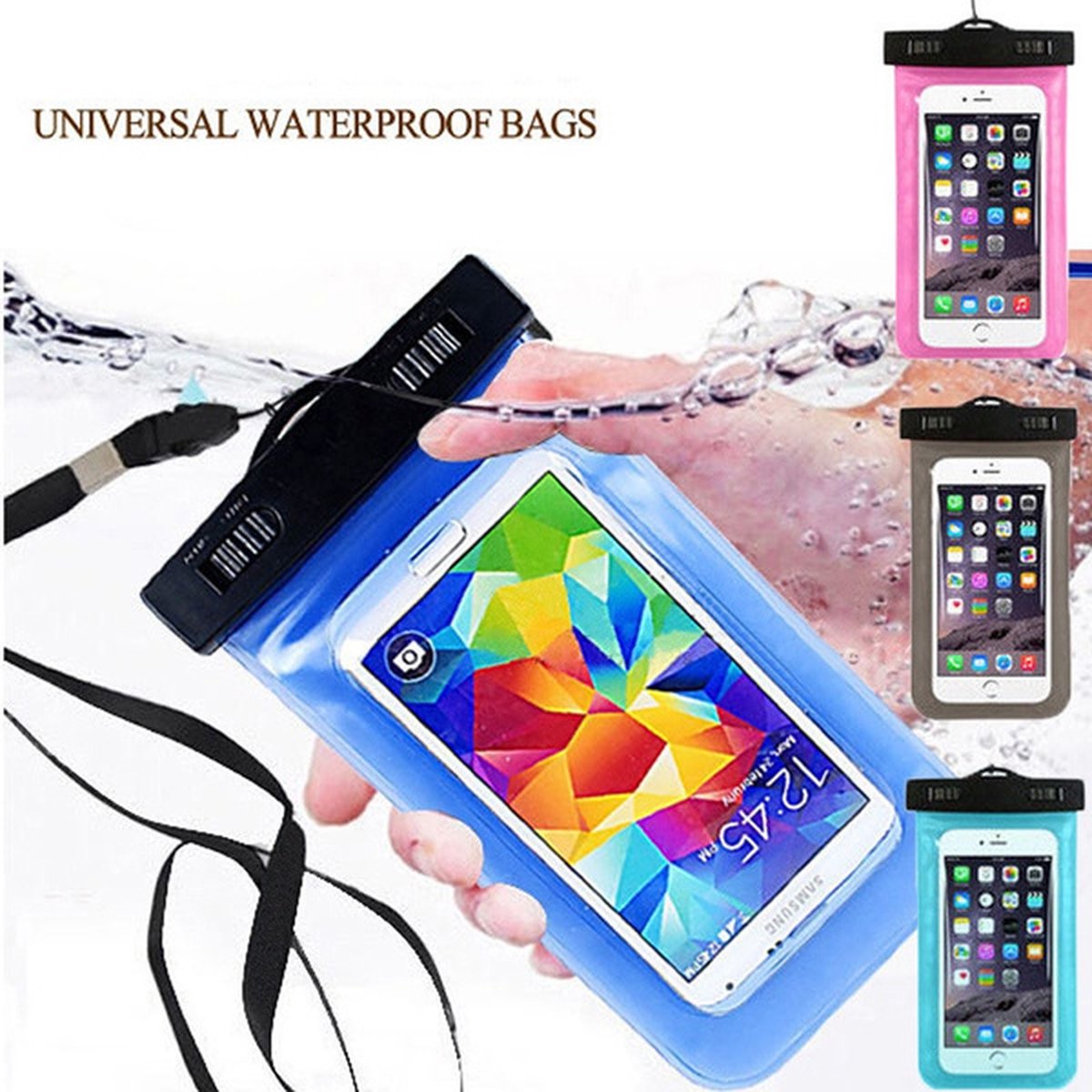 2 stuks-Aukey PC-T6 Universele waterdichte tas tas met polsband, kompas bevestigd, geschikt voor buitenactiviteiten, geschikt voor iPhone , Samsung, Xiaomi , Vivo , Oppo en andere telefoons onder 5,5 inch