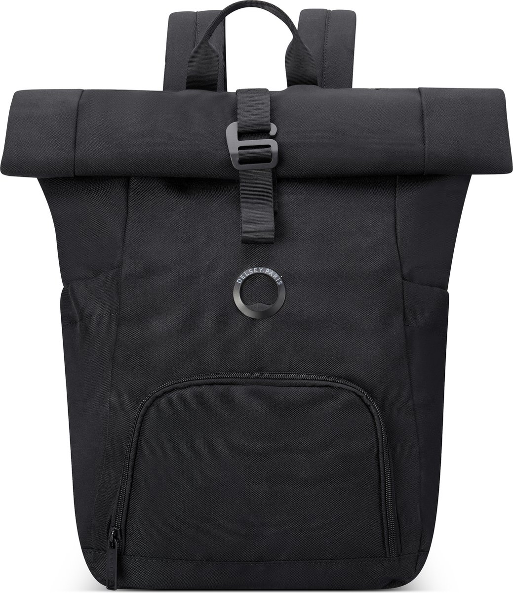 Delsey Citypak Rugzak met Extra Buitenvakken - 15.6 inch Laptopvak - 44 cm - Zwart