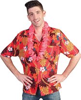 Toppers in concert - Rode Hawaii verkleed blouse met tropische print - Hawaii verkleedkleding shirts 48/50
