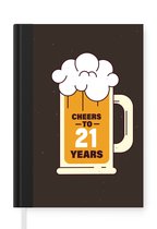 Notitieboek - Schrijfboek - Bier - 21 Jaar verjaardag - Feest - Notitieboekje klein - A5 formaat - Schrijfblok