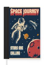 Carnet - Carnet - Voyage dans l'espace - Astronaute - Espace - Rétro - Carnet - Format A5 - Bloc-notes