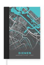 Notitieboek - Schrijfboek - Stadskaart - Diemen - Grijs - Blauw - Notitieboekje klein - A5 formaat - Schrijfblok - Plattegrond