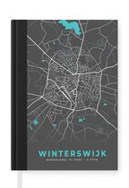 Notitieboek - Schrijfboek - Plattegrond - Winterswijk - Grijs - Blauw - Notitieboekje klein - A5 formaat - Schrijfblok - Stadskaart