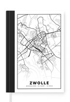 Notitieboek - Schrijfboek - Kaart - Zwolle - Zwart - Wit - Notitieboekje klein - A5 formaat - Schrijfblok