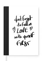 Carnet - Cahier d'écriture - Proverbes - Citations - N'oubliez pas de tomber amoureux de vous-même d'abord - Amour de soi - Carnet - Format A5 - Bloc-notes