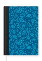 Notitieboek - Schrijfboek - Blauw - Bacteriën - Virussen - Design - Notitieboekje klein - A5 formaat - Schrijfblok