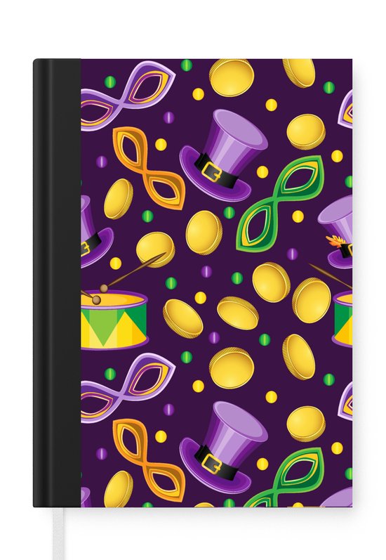 Carnet - Cahier - Carnaval - Fête - Violet - Motifs - Carnet - Format A5 - Bloc-notes