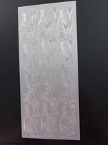 Stickervel Fles met glazen / Zilver