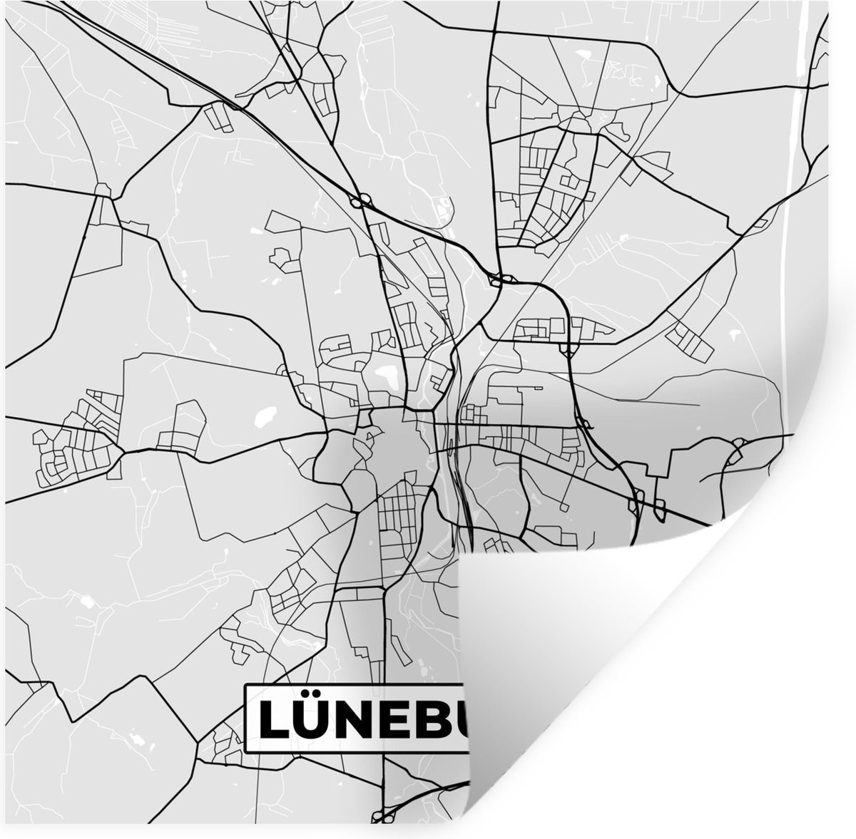 Muurstickers - Sticker Folie - Duitsland - Stadskaart - Plattegrond - Kaart - Lüneburg - 5