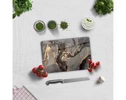 Bruin Marmerlook Tempered GlasSnijplank 20cm × 30cm - Glassnijplank
