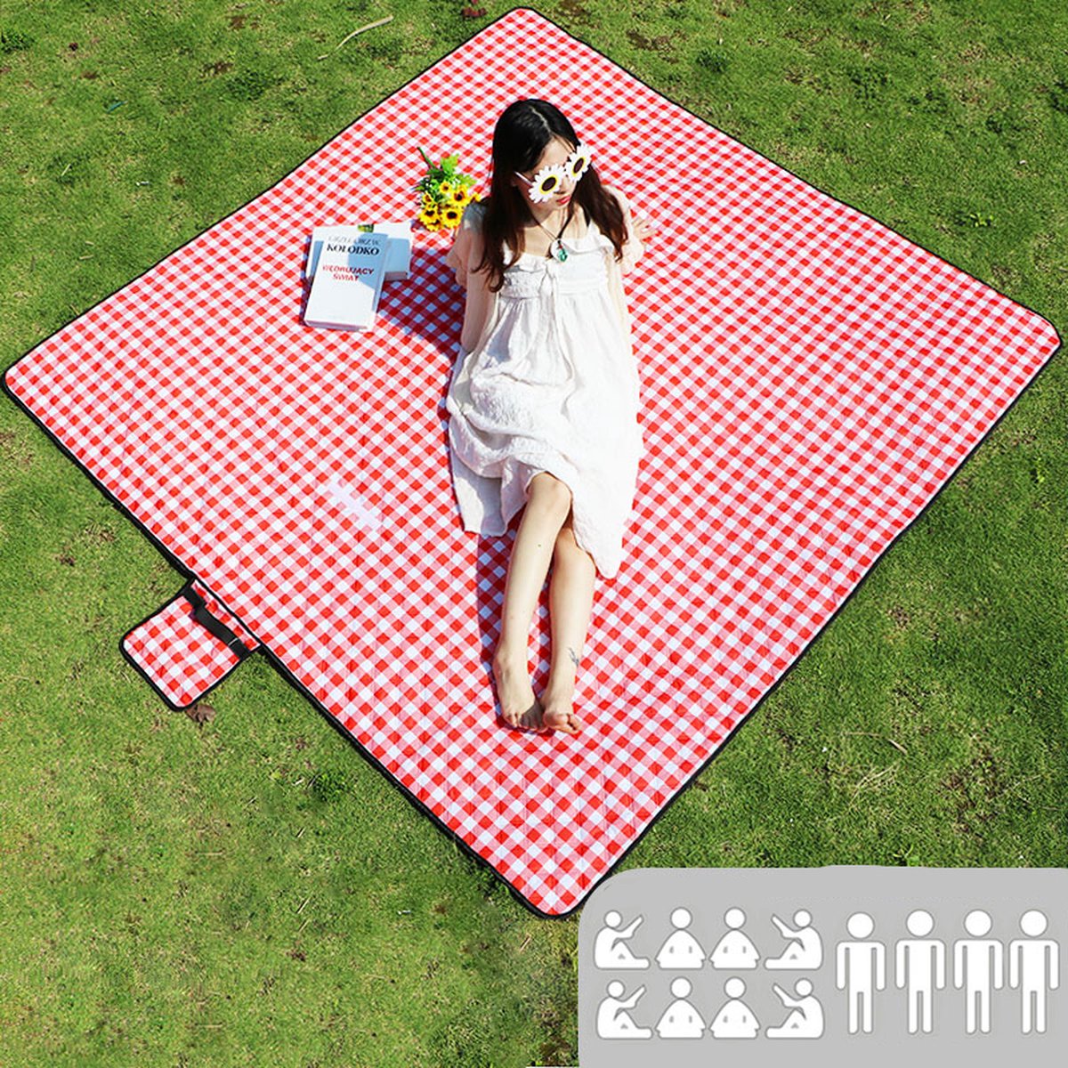 Fuegobird- Picknickdeken-200 x 200 cm-Stranddeken- Opvouwbare campingdeken- Waterdicht- Zanddichte picknickmat- Draagbare tuin-strandmat- Machinewasbaar- voor kamperen- Tuin- Park- Strand-geschikt voor kinderen's kruipdeken (rood) — cadeau in Sport & Outdoor - foto 6