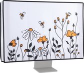 kwmobile hoes voor 27-28" Monitor - beschermhoes voor beeldscherm - Bloemen & bijen design - zwart / oranje / wit