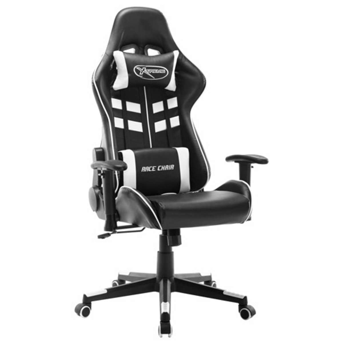 vidaXL Gamestoel - kunstleer - zwart - en - wit zwart en wit
