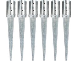vidaXL - Grondpinnen - 6 - st - 8x61 - cm - gegalvaniseerd - staal - zilverkleurig