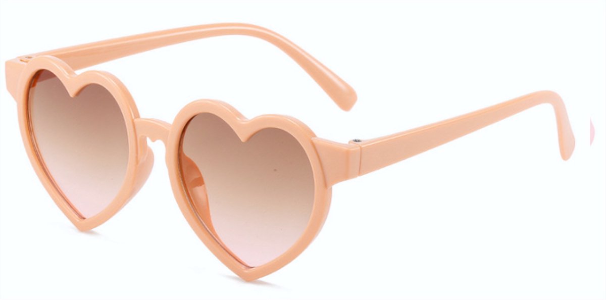 DAEBAK Kleurvolle Kinder hartjes zonnebril in hart vorm [Pink / Brown / Roze / Bruin] Festival Sunglasses - Zonnebrillen Child