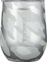 Corkcicle Stemless 355ml 12oz Drinkbeker Exotic - RVS Grijs Snow Leopard print