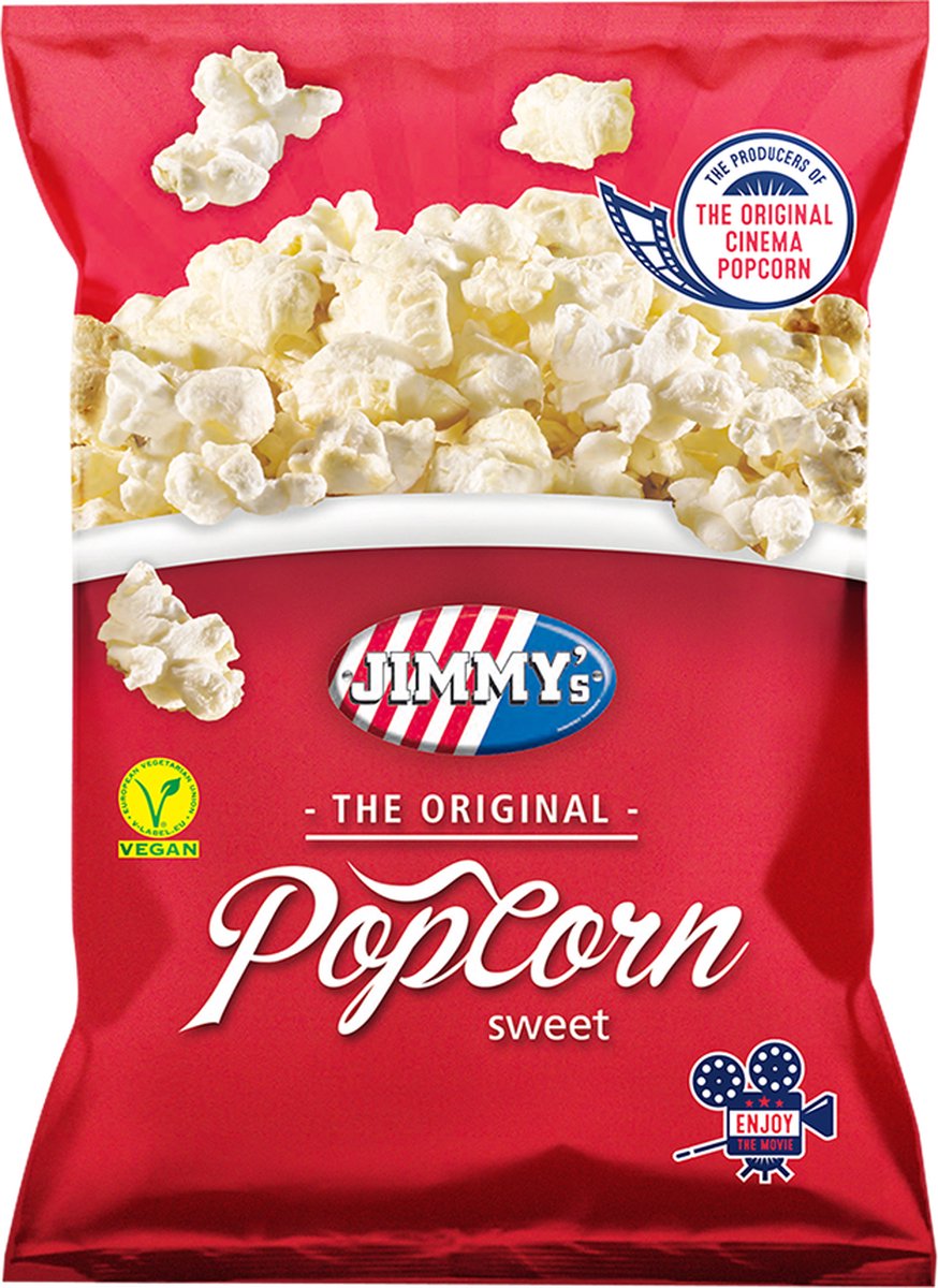 JIMMY's Popcorn zoet Sharing bag 12x100g Classic-Popped/8713276111319