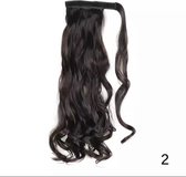 WrapAround Paardenstaart Extension | Lang Krullend Golvend | Ponytail Extensions -| 56 cm - Black Brown 2