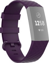 Mobigear Watch bandje geschikt voor Fitbit Charge 4 Bandje Flexibel Siliconen Gespsluiting | Mobigear Cross - Dark Purple