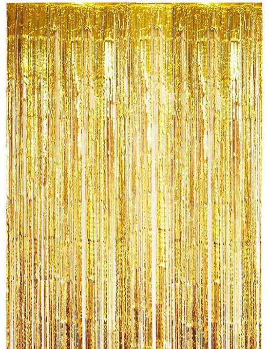 5 stuks gouden klatergoud gordijnen, 3,37 ft x 2 m folie franje gordijnen metallic glitter gordijn fotocabine achtergrond decoraties voor bruiloft verloving bruidsdouche verjaardag vrijgezellenfeest