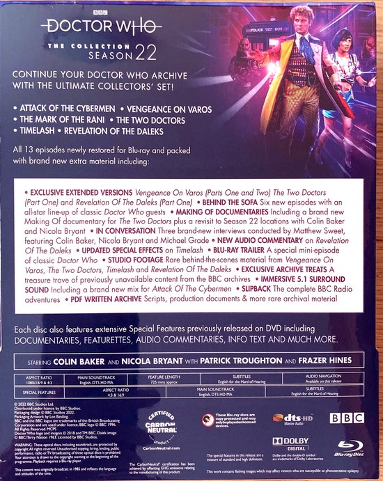 Doctor Who - The Collection - Season 22 - Limited Edition Packaging [Blu-ray] [2022]