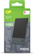 GP PowerBank 10.000 mAh_22,5W snellader_USB_USBC_Universele Powerbank voor o.a. Apple iPhone / Samsung - Grijs