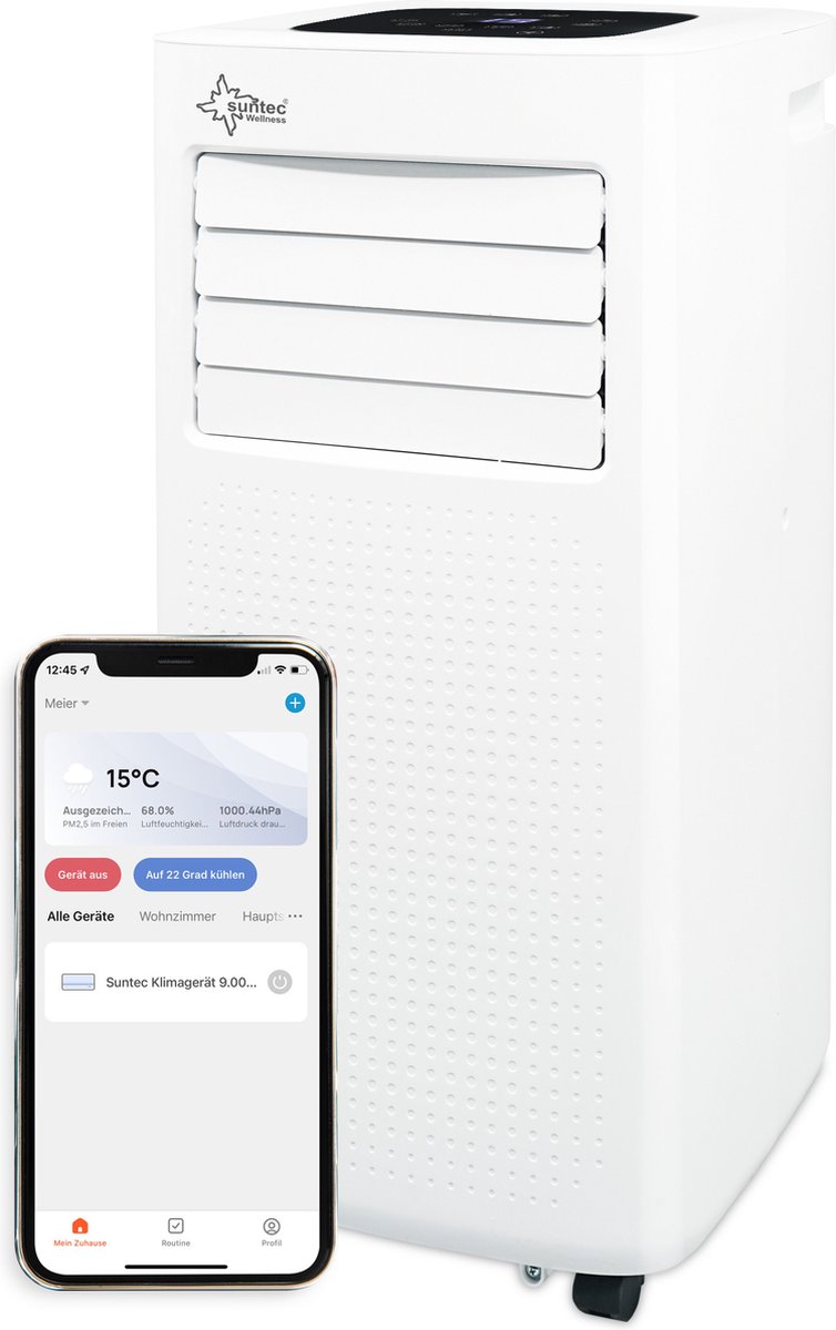 SUNTEC mobiele airco App - 7.000 BTU / 2050 W - air conditioner portable met Smart Home & WiFi - mobile airconditioning voor tot 25m² - 3 in 1 functie