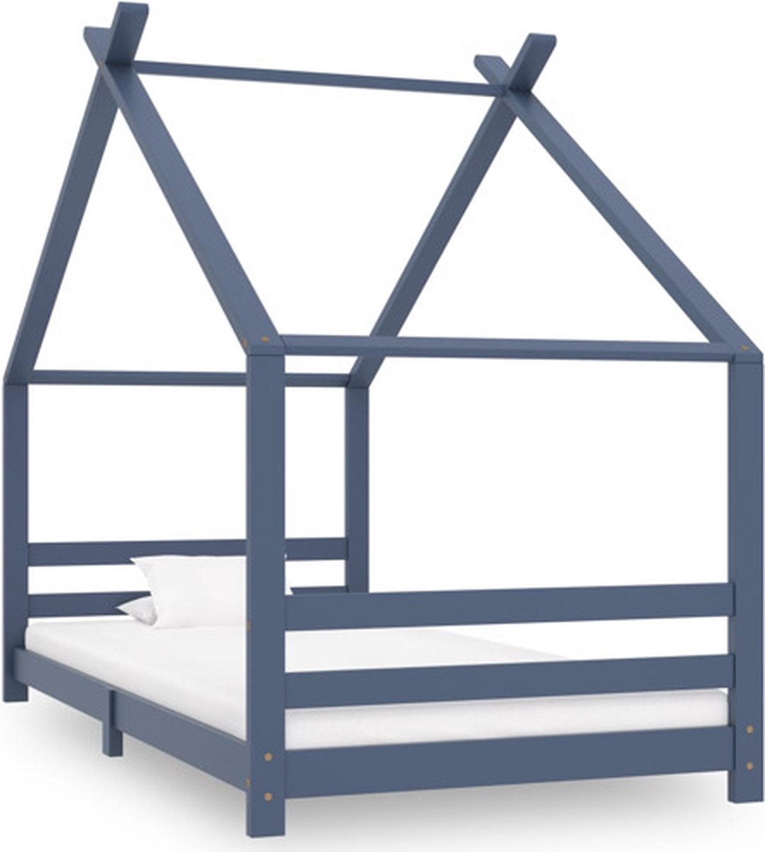 vidaXL Kinderbedframe - massief - grenenhout - grijs - 90x200 - cm