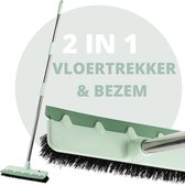 Powarkleen - Vloertrekker met steel & bezem 2 in 1 - Vloerwisser voor Badkamer vloer - Groen