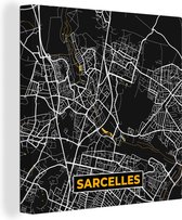 Canvas Schilderij Plattegrond – Sarcelles – Stadskaart – Kaart – Frankrijk - 50x50 cm - Wanddecoratie