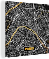 Canvas Schilderij Frankrijk – Paris - Kaart – Plattegrond – Stadskaart - 20x20 cm - Wanddecoratie