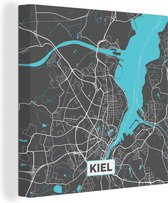 Canvas Schilderij Stadskaart – Kiel – Duitsland – Plattegrond – Kaart - 20x20 cm - Wanddecoratie
