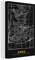 Tableau Peinture sur Toile Allemagne – Black and Gold et Or – Unna – Plan de Ville – Carte – Plan d'Etage - 60x90 cm - Décoration murale