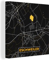 Peinture sur Toile Black and Gold et Or - Plan de la Ville - Eschweiler - Allemagne - Carte - Carte - 20x20 cm - Décoration murale
