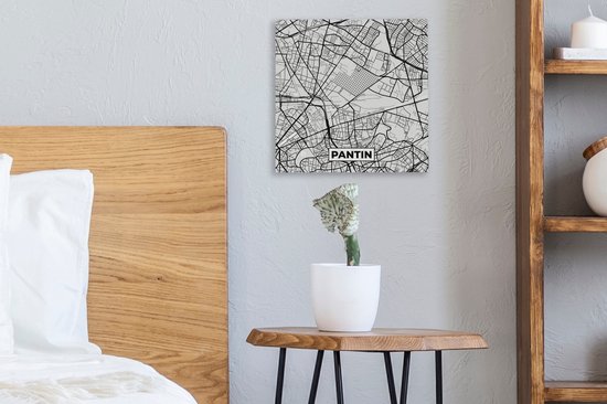 Canvas Schilderij Kaart - Stadskaart - Frankrijk - Pantin - Plattegrond - 20x20 cm - Wanddecoratie