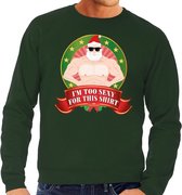 Foute kersttrui / sweater - groen - blote Kerstman Im Too Sexy For This Shirt heren L