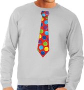 Foute kersttrui / sweater stropdas met kerstballen print grijs voor heren S